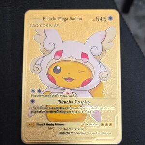 Pokemon Gold METAL Pikachu Cosplay Tag Card